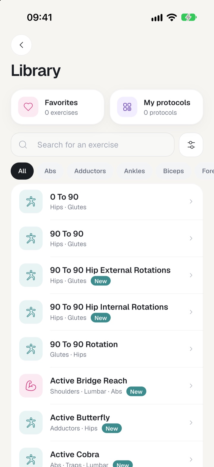 Exercise library with more than 300 exercises